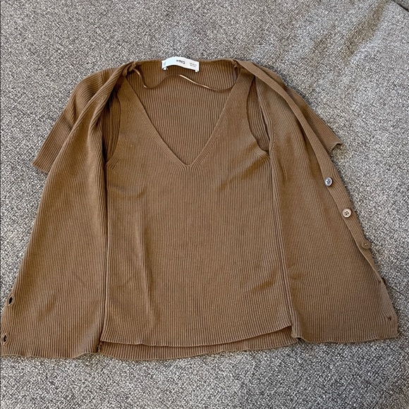 Mango Brown Ribbed Button-Down Shirt - Picture 4 of 4